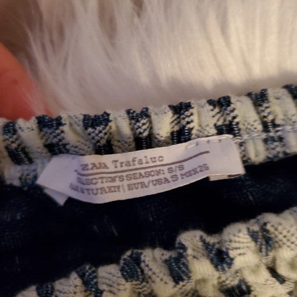 *Clearance*❗❗Zara Trafaluc Off Shoulder Blue Checkerboard Blouse - Picture 7 of 8